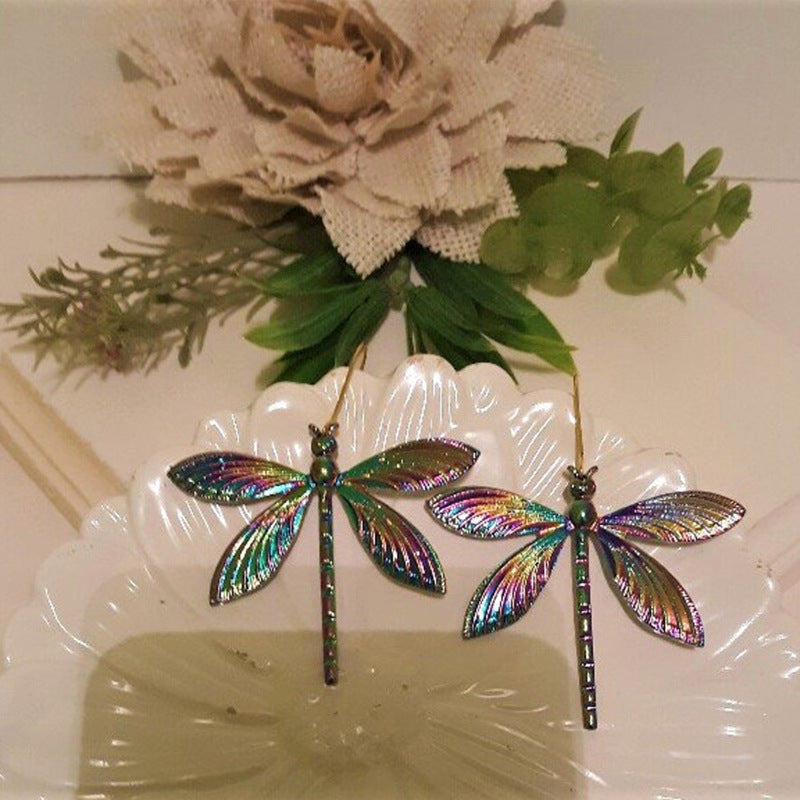 Colorful Dragonfly Metal Alloy Earrings Ornament